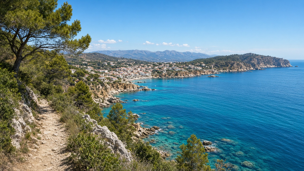 Belv&eacute;d&egrave;res et baie de Roses depuis L'Escala